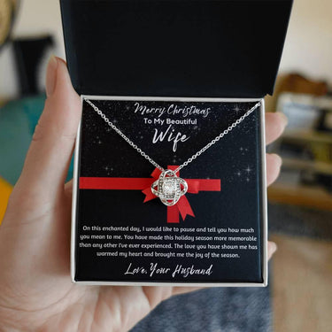 To My Beautiful Wife - Love Knot Necklace - Gift Set - SLDDL0048 - Sunshine Letters Co